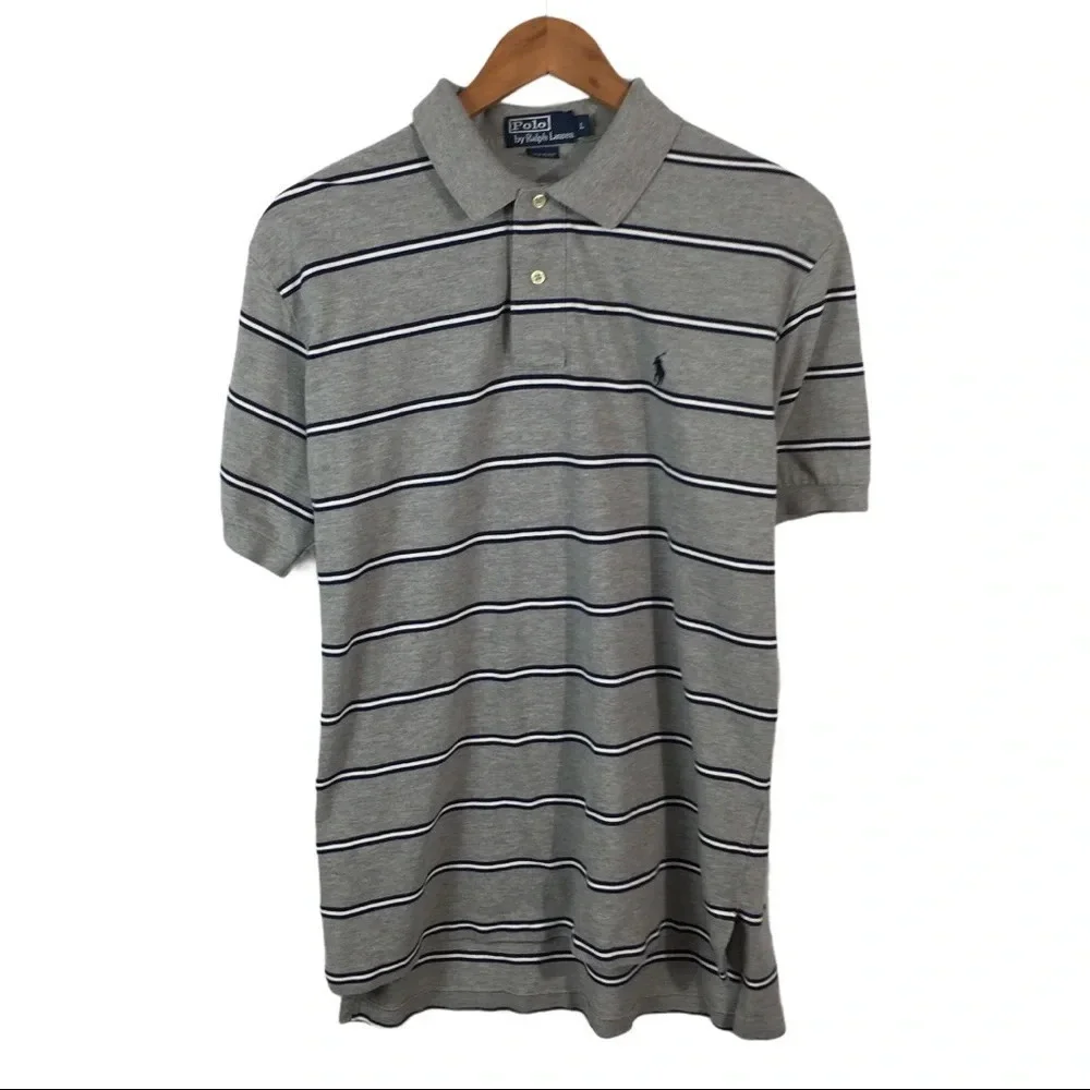 PO406 Men’s Polo Ralph Lauren Designer Striped Shirt L